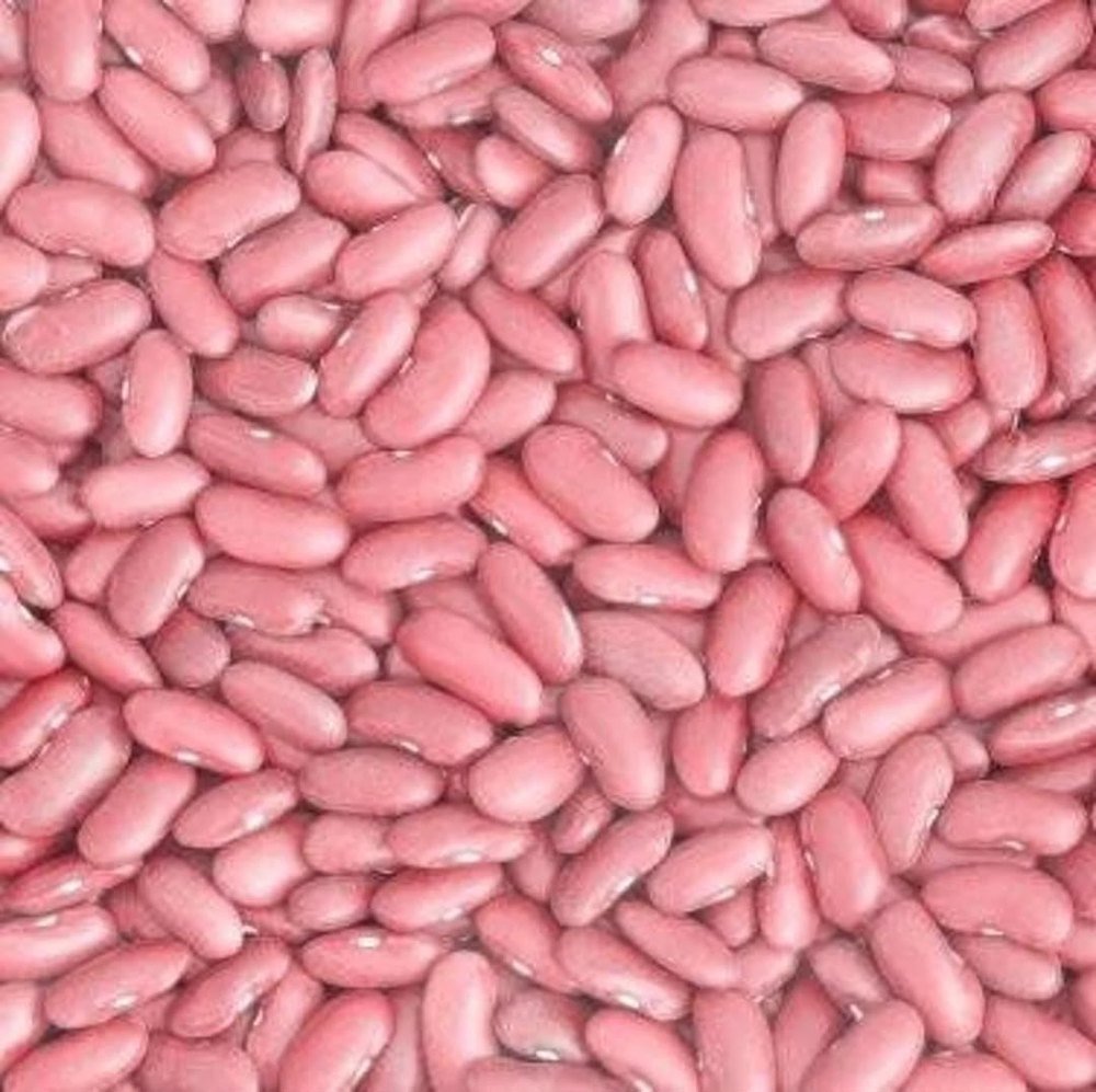 Bean seed coated in soft pink polymer
